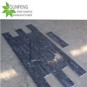 China Black Stone Wall Cladding Slate Ledges Wall